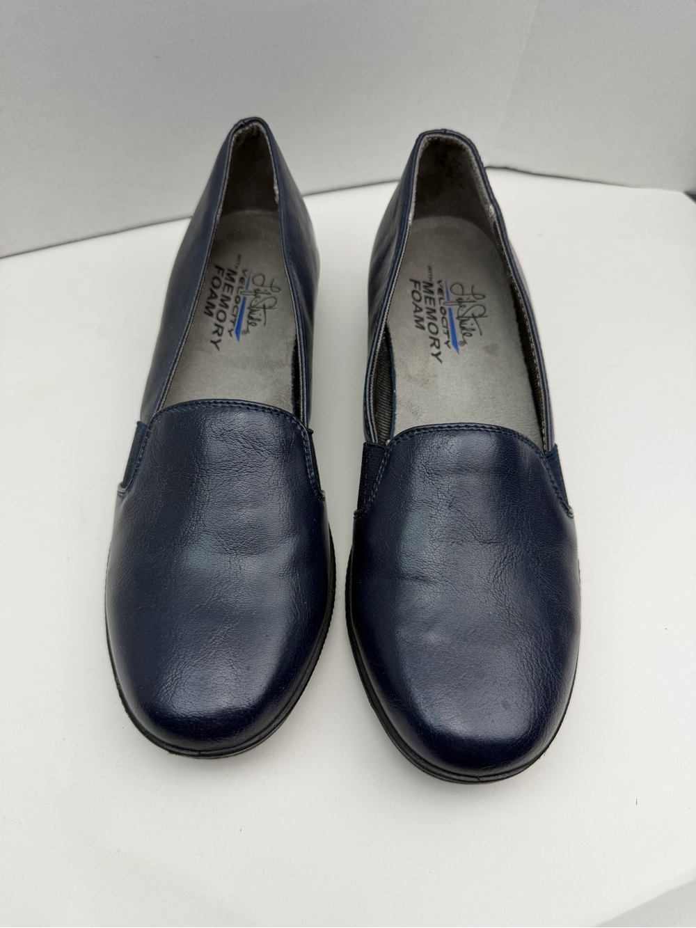 Life Stride Velocity Isabelle Shoe Wmn 7 Memory Foam Navy Blue Slip On EUC